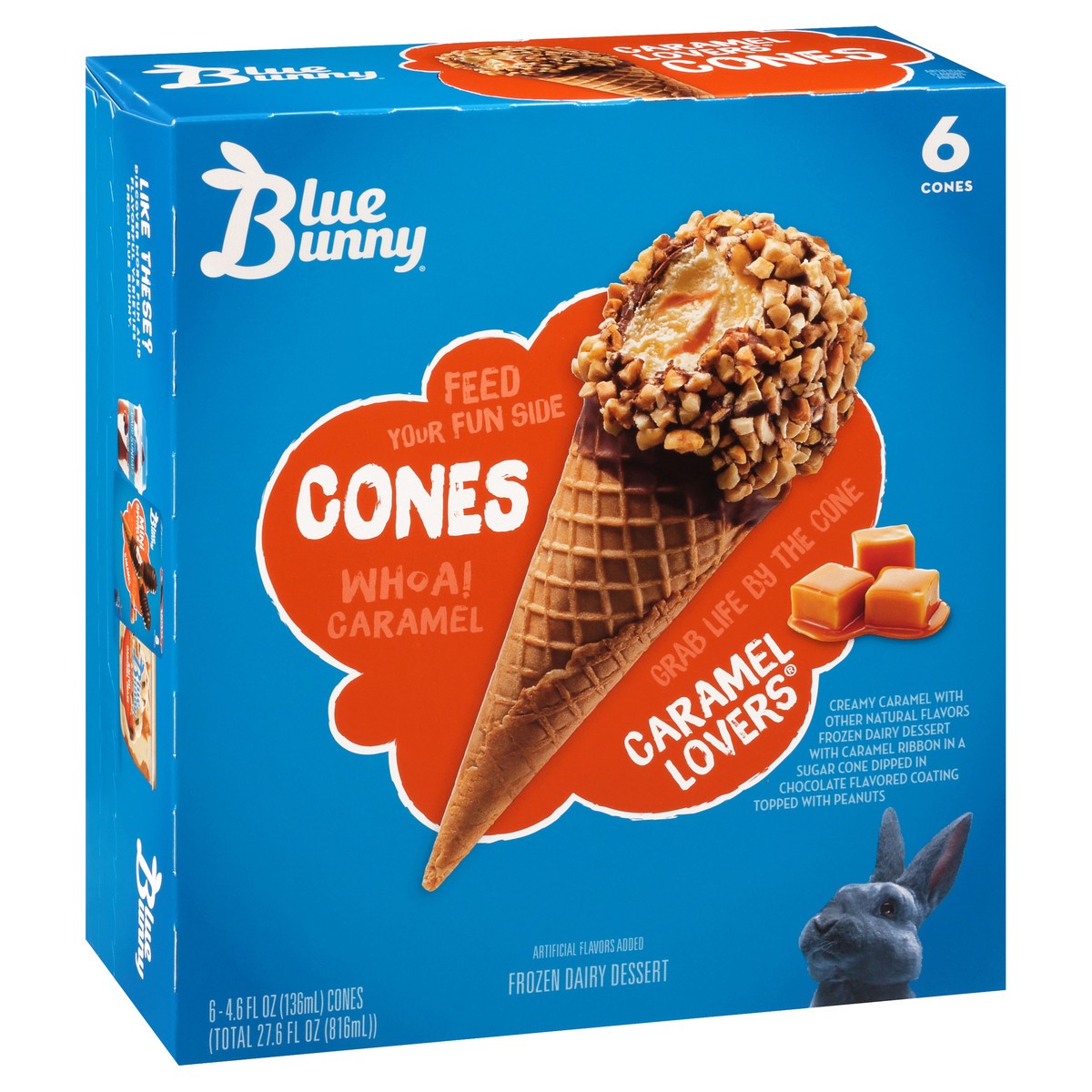 slide 8 of 12, Blue Bunny 6 Pack Caramel Lovers Frozen Dairy Dessert Cones 6 ea, 6 ct