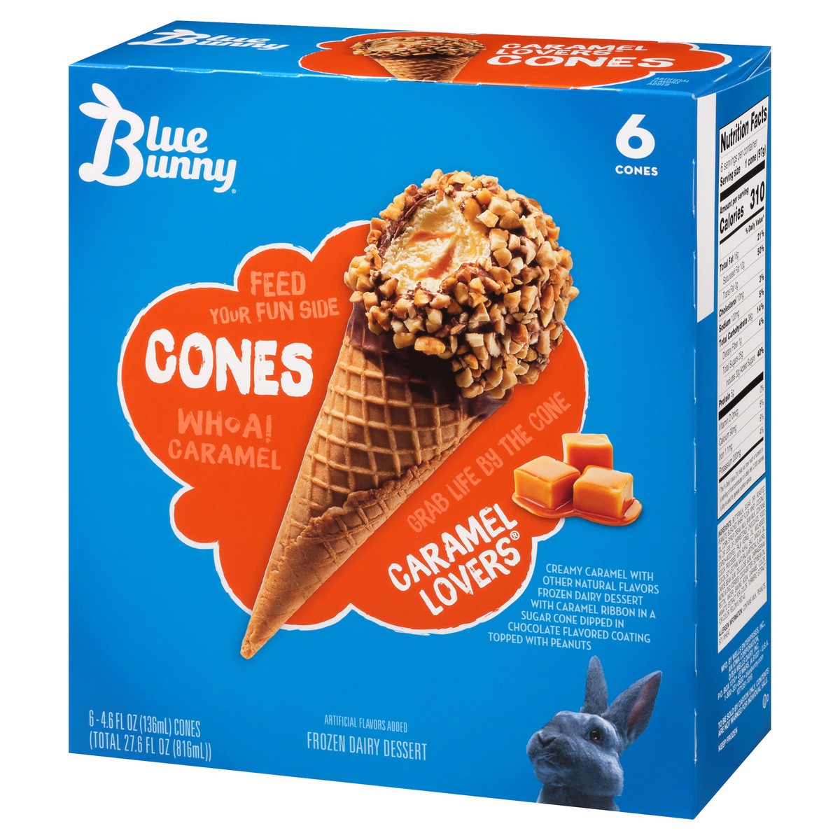 slide 9 of 12, Blue Bunny 6 Pack Caramel Lovers Frozen Dairy Dessert Cones 6 ea, 6 ct