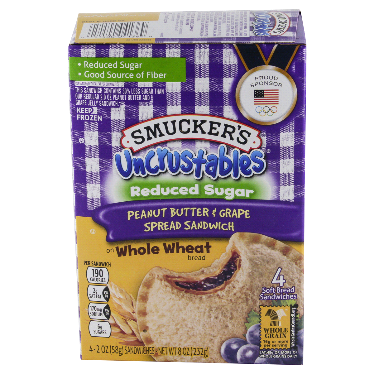 slide 22 of 26, Smucker's Uncrustables Frozen Whole Wheat Peanut Butter & Grape Jelly Sandwiches - 8oz/4ct, 