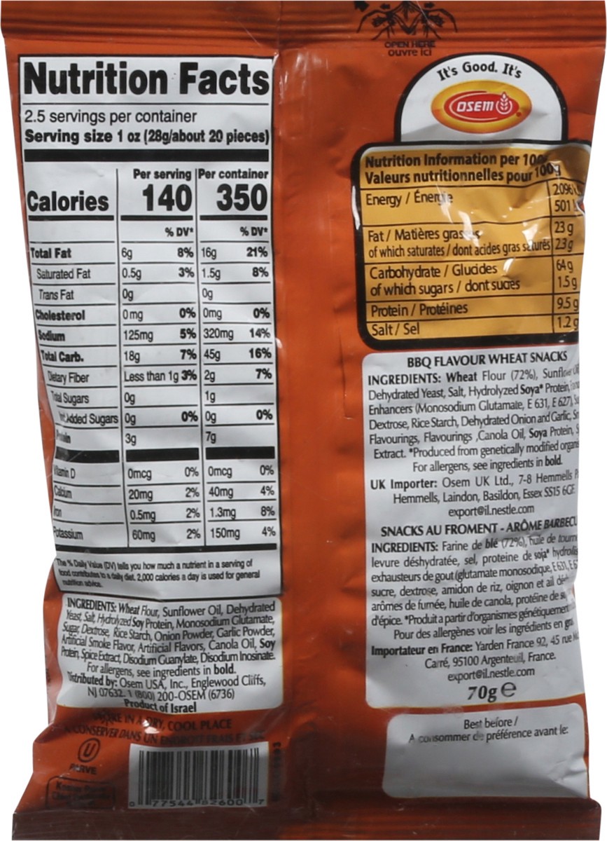 slide 9 of 9, Osem Bissli BBQ Wheat Flavored Snacks 2.5oz, 2.5 oz