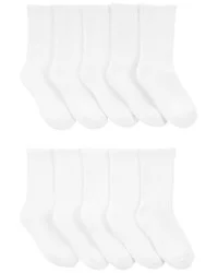 Carter's Kid 10-Pack Crew Socks, White, Sizes 8-14