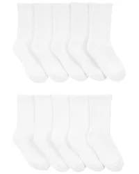 Carter's Kid 10-Pack Crew Socks, White, Sizes 8-14
