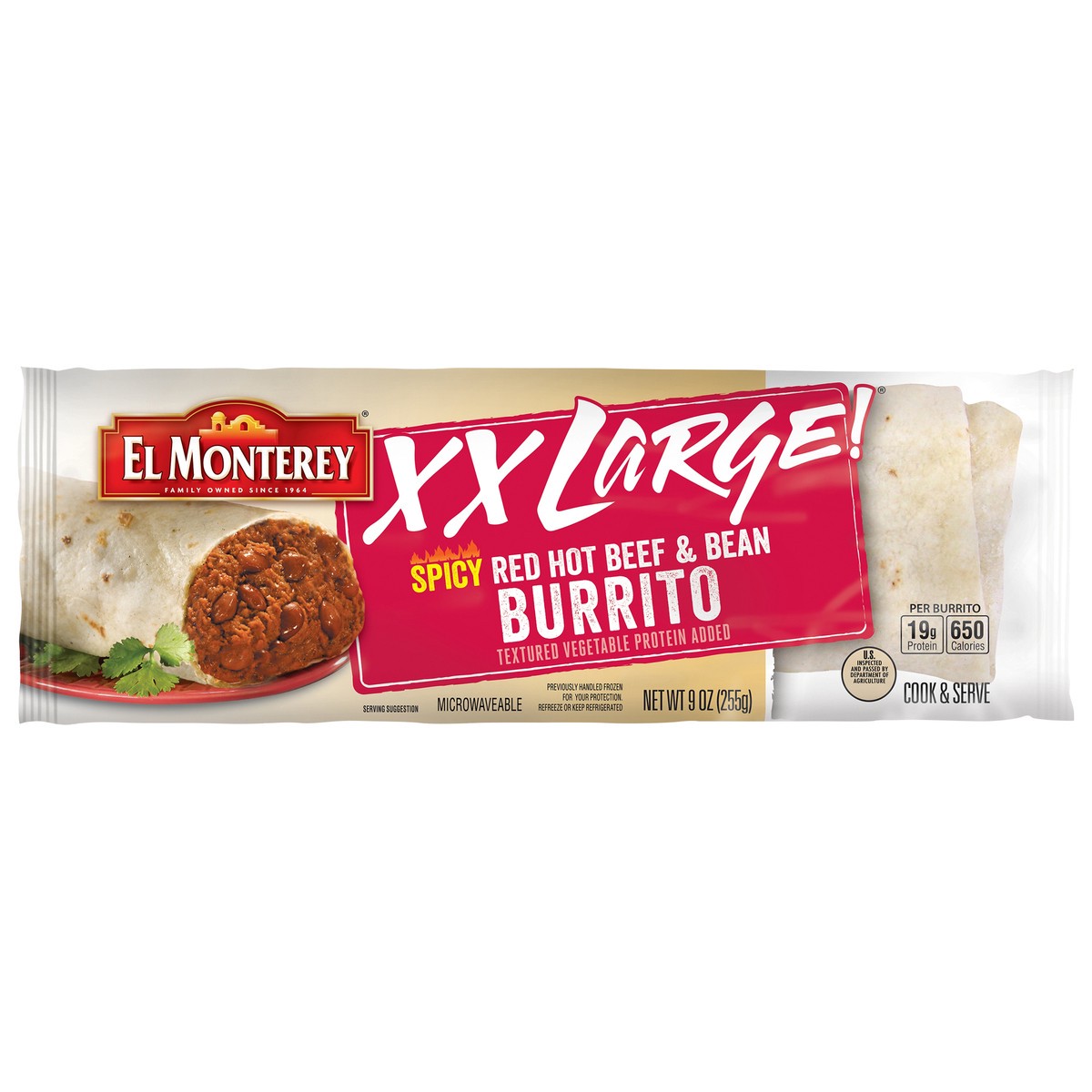 slide 1 of 9, El Monterey El Mont Xxl Bfbean Red Burrto, 10 oz