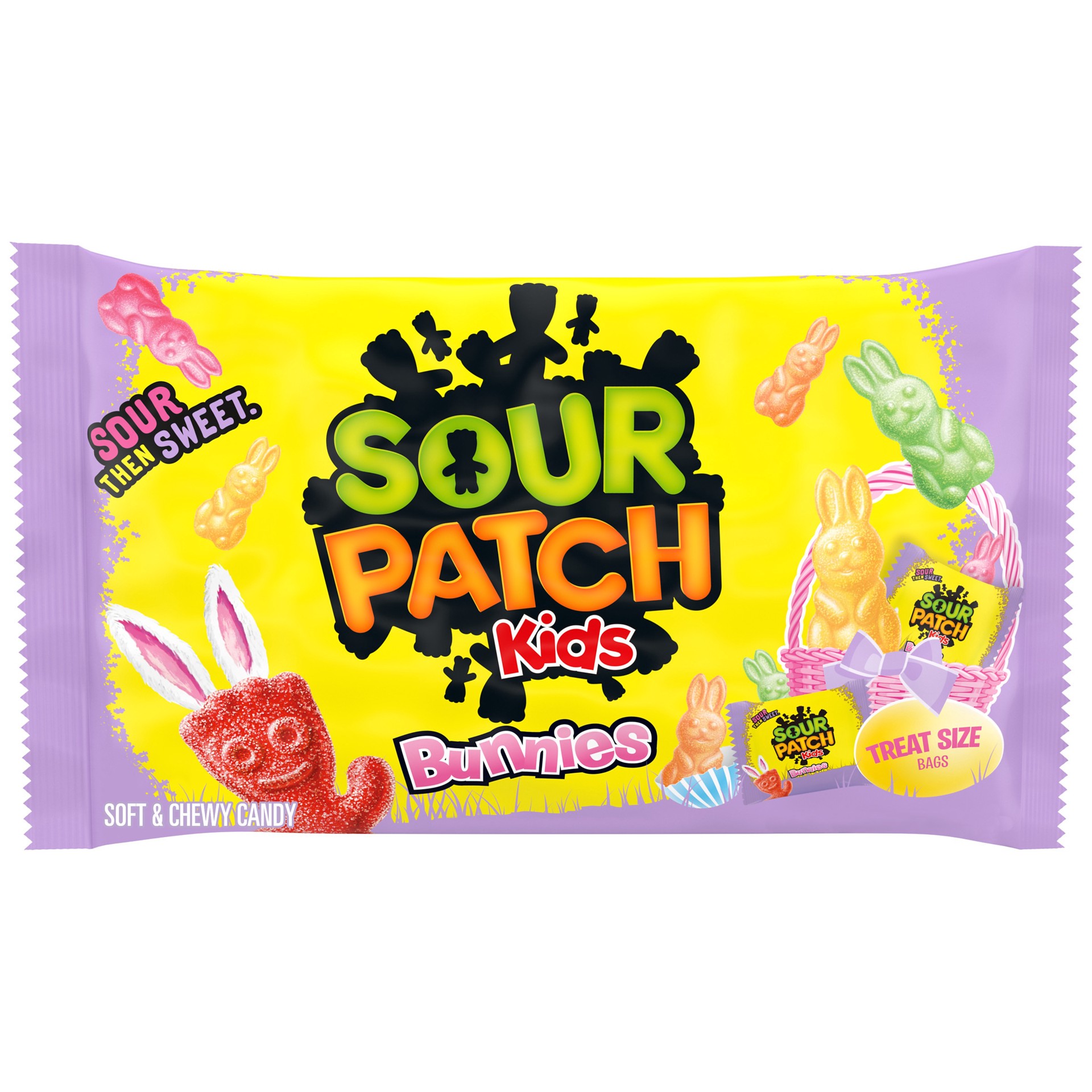 slide 1 of 1, SOUR PATCH KIDS Bunnies Soft & Chewy Easter Candy, 18 Snack Packs, 7.94 oz