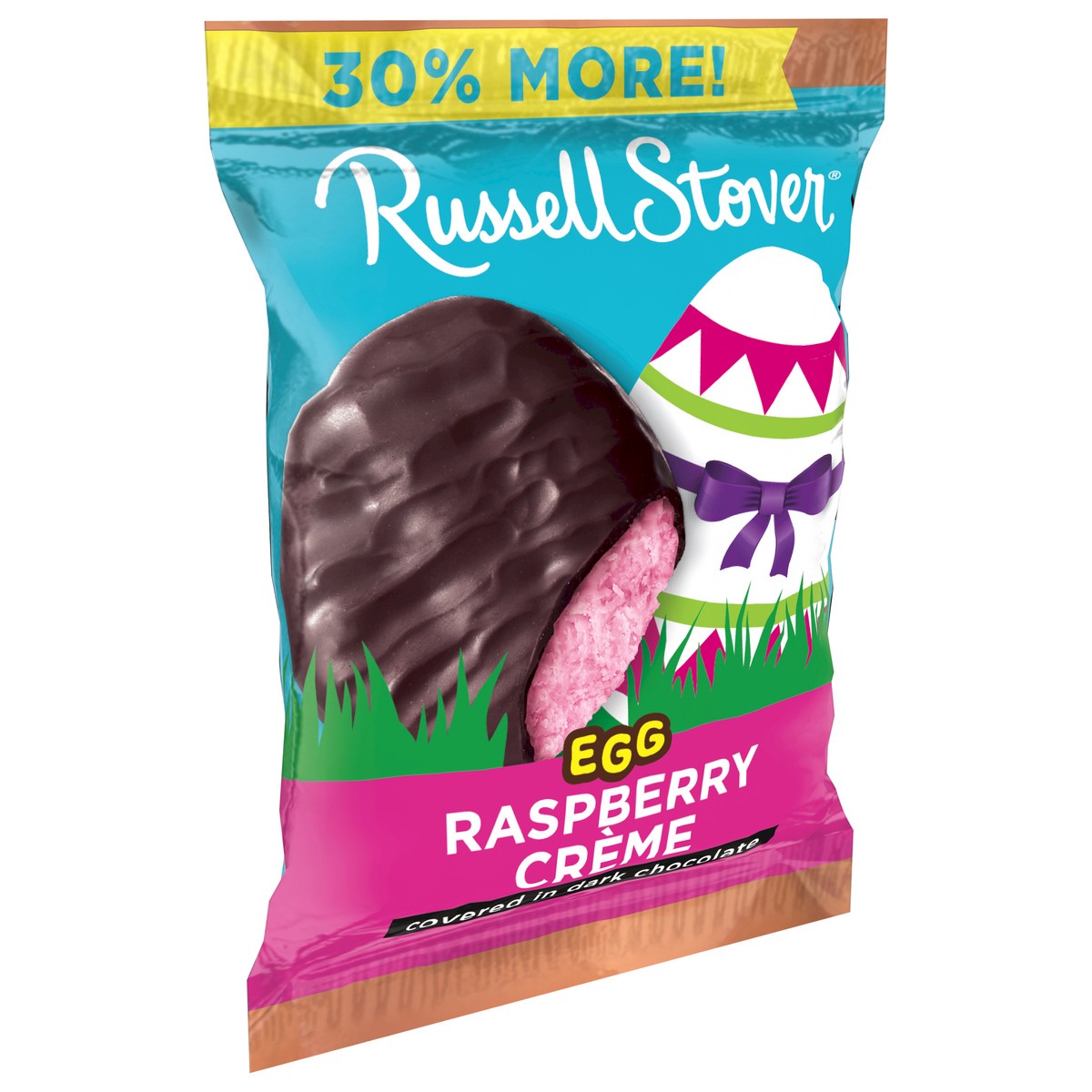 slide 8 of 8, RUSSELL STOVER Easter Raspberry Crème Dark Chocolate Candy Easter Egg, 1.3 oz., 1.3 oz