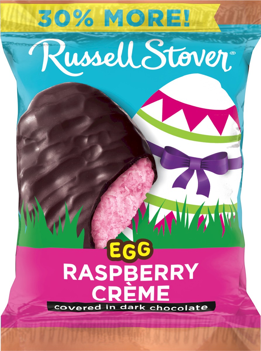 slide 3 of 8, RUSSELL STOVER Easter Raspberry Crème Dark Chocolate Candy Easter Egg, 1.3 oz., 1.3 oz