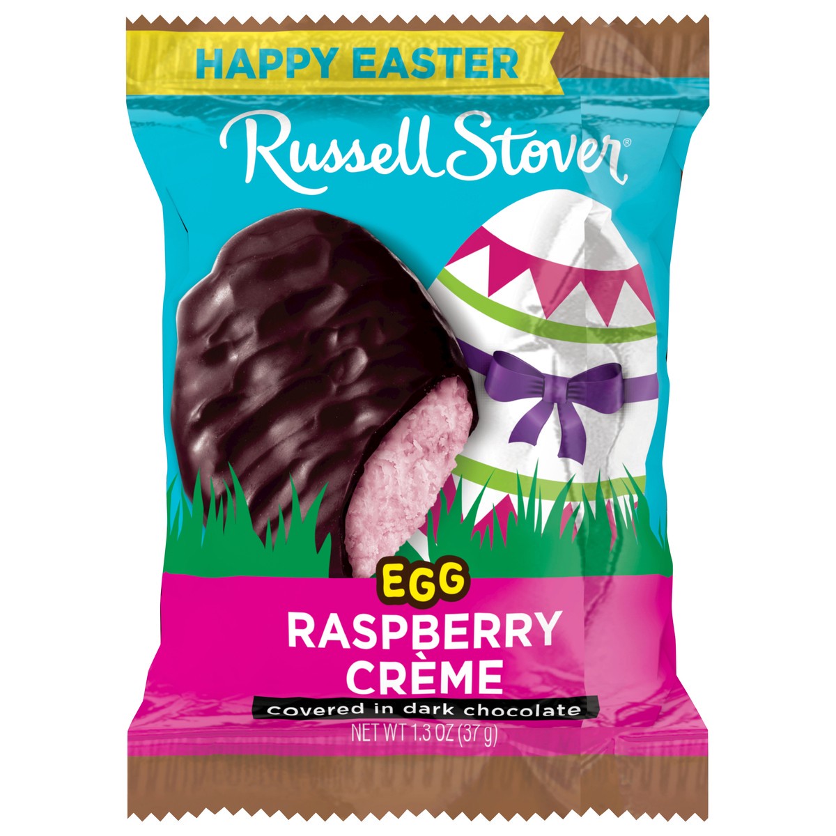 slide 1 of 8, RUSSELL STOVER Easter Raspberry Crème Dark Chocolate Candy Easter Egg, 1.3 oz., 1.3 oz