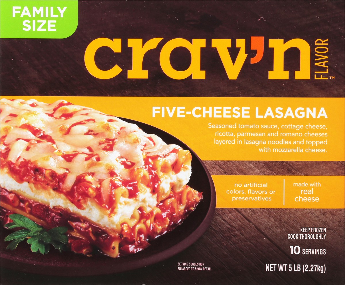 slide 16 of 16, Crav'n Flavor Five-Cheese Lasagna Party Size 5 lb, 5 lb