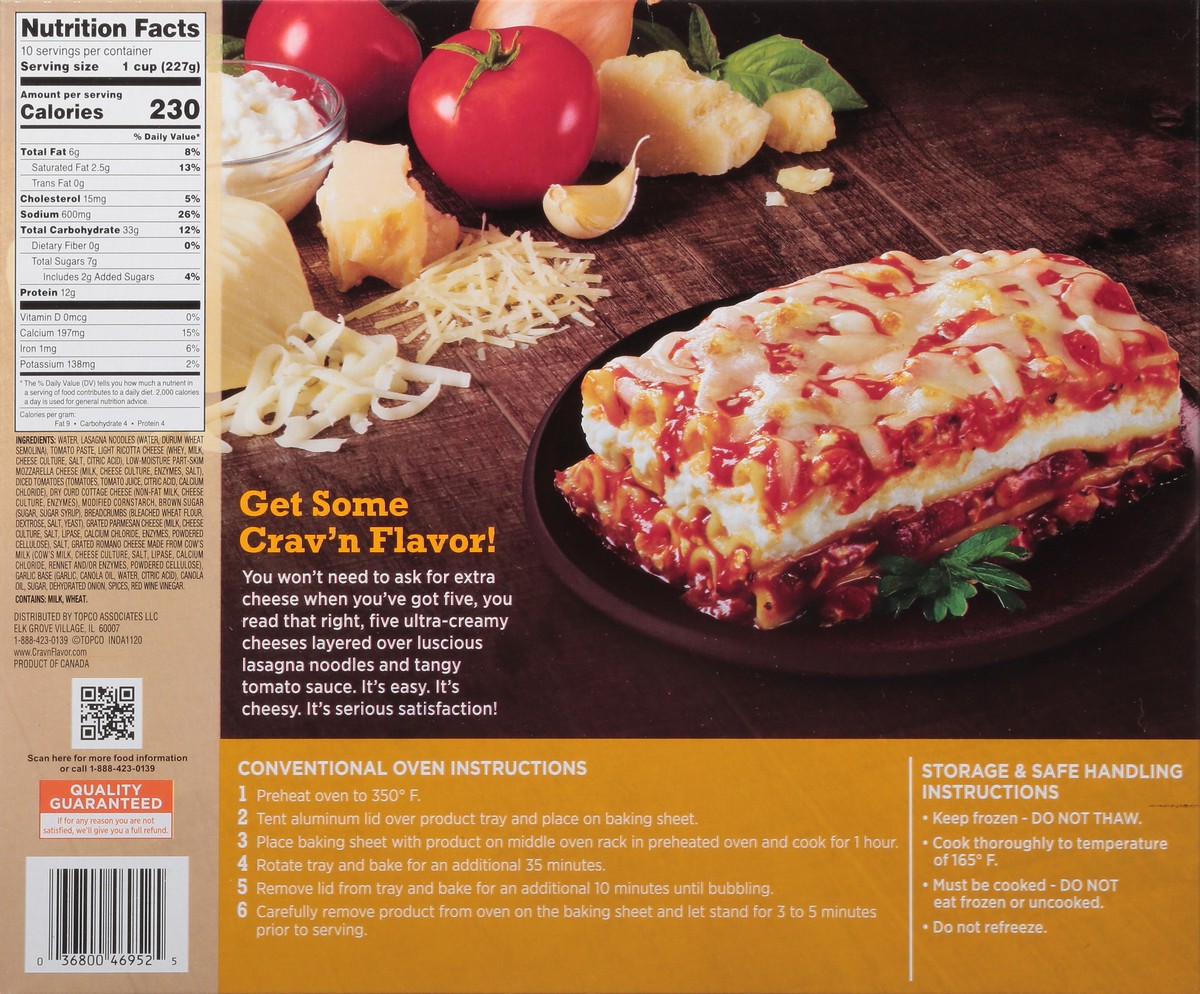 slide 3 of 16, Crav'n Flavor Five-Cheese Lasagna Party Size 5 lb, 5 lb