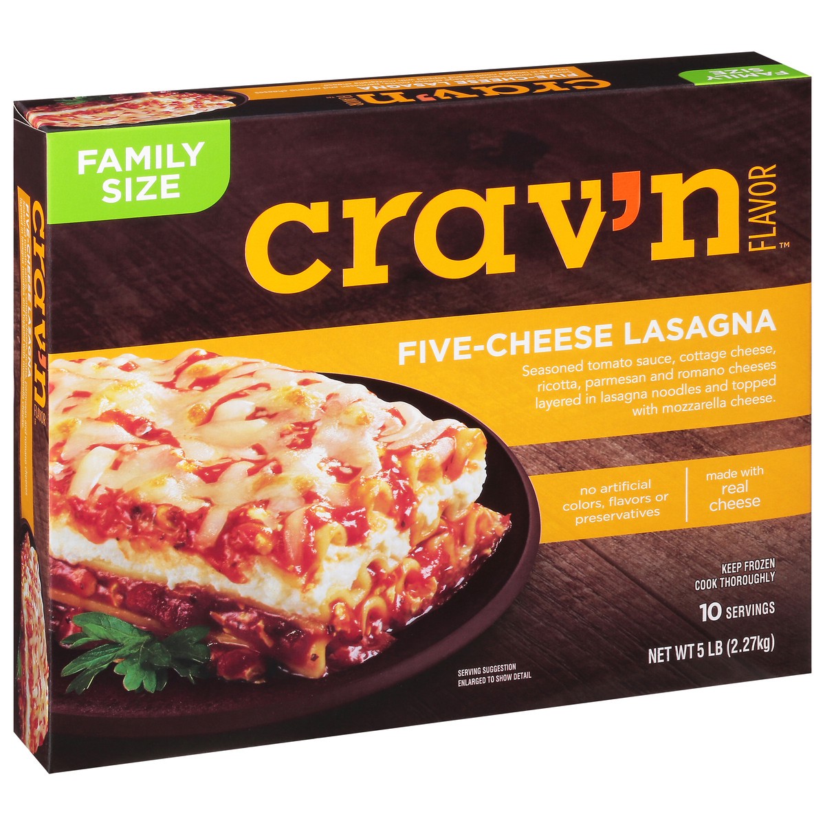 slide 10 of 16, Crav'n Flavor Five-Cheese Lasagna Party Size 5 lb, 5 lb