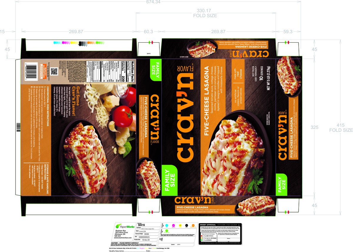 slide 4 of 16, Crav'n Flavor Five-Cheese Lasagna Party Size 5 lb, 5 lb