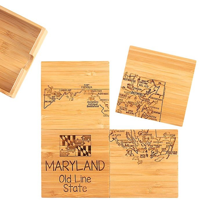 slide 1 of 2, Totally Bamboo Maryland Puzzle Coaster Set, 5 ct