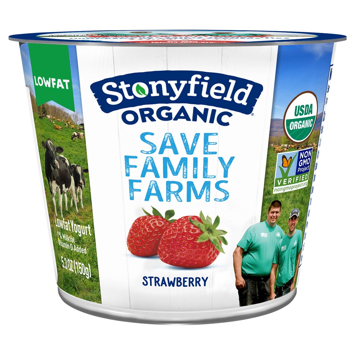 slide 1 of 2, Stonyfield Organic Lowfat Yogurt, Strawberry, 5.3 oz. Cup, 5.3 oz