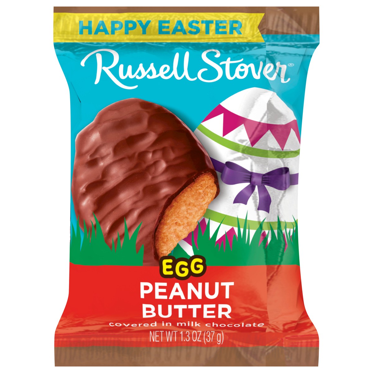 slide 1 of 1, RUSSELL STOVER Easter Peanut Butter Milk Chocolate Easter Egg, 1.3 oz., 1.3 oz