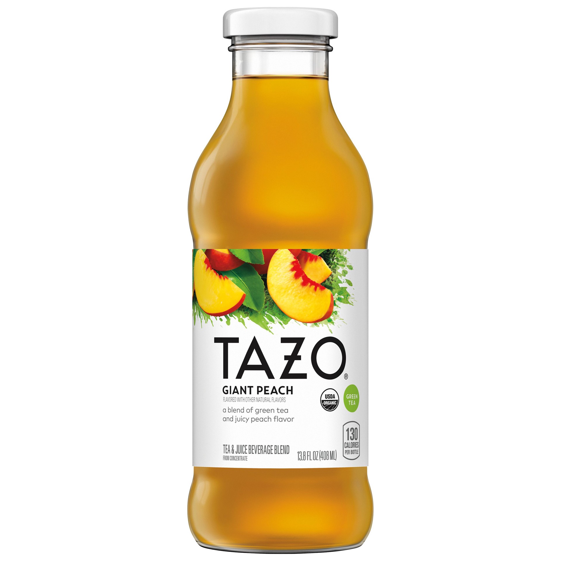 slide 1 of 2, Tazo Iced Tea, Giant Peach Green Tea, 13.8 Fl Oz, 13.8 oz