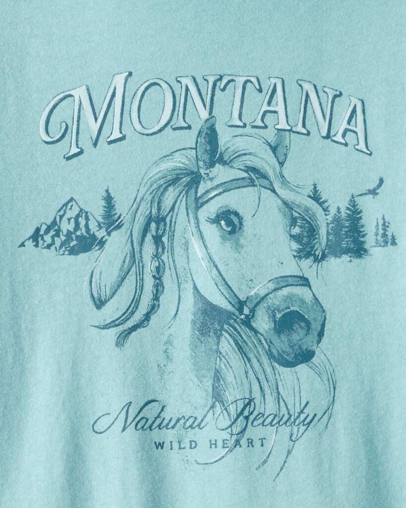 slide 2 of 2, Oshkosh Girls Montana Western Horse Long-Sleeve Graphic Tee - Blue Blue XL, 1 ct