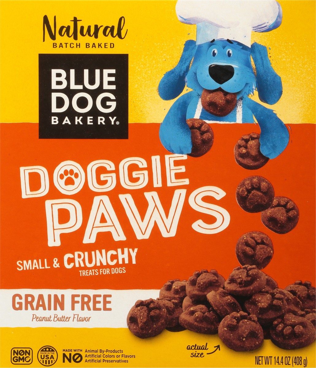 slide 2 of 15, Blue Dog Bakery Doggie Paws Small & Crunchy Grain Free Peanut Butter Flavor Treats for Dogs 14.4 oz, 16 oz