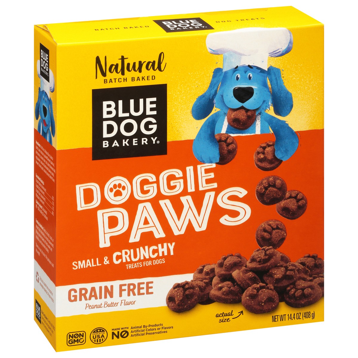 slide 5 of 15, Blue Dog Bakery Doggie Paws Small & Crunchy Grain Free Peanut Butter Flavor Treats for Dogs 14.4 oz, 16 oz