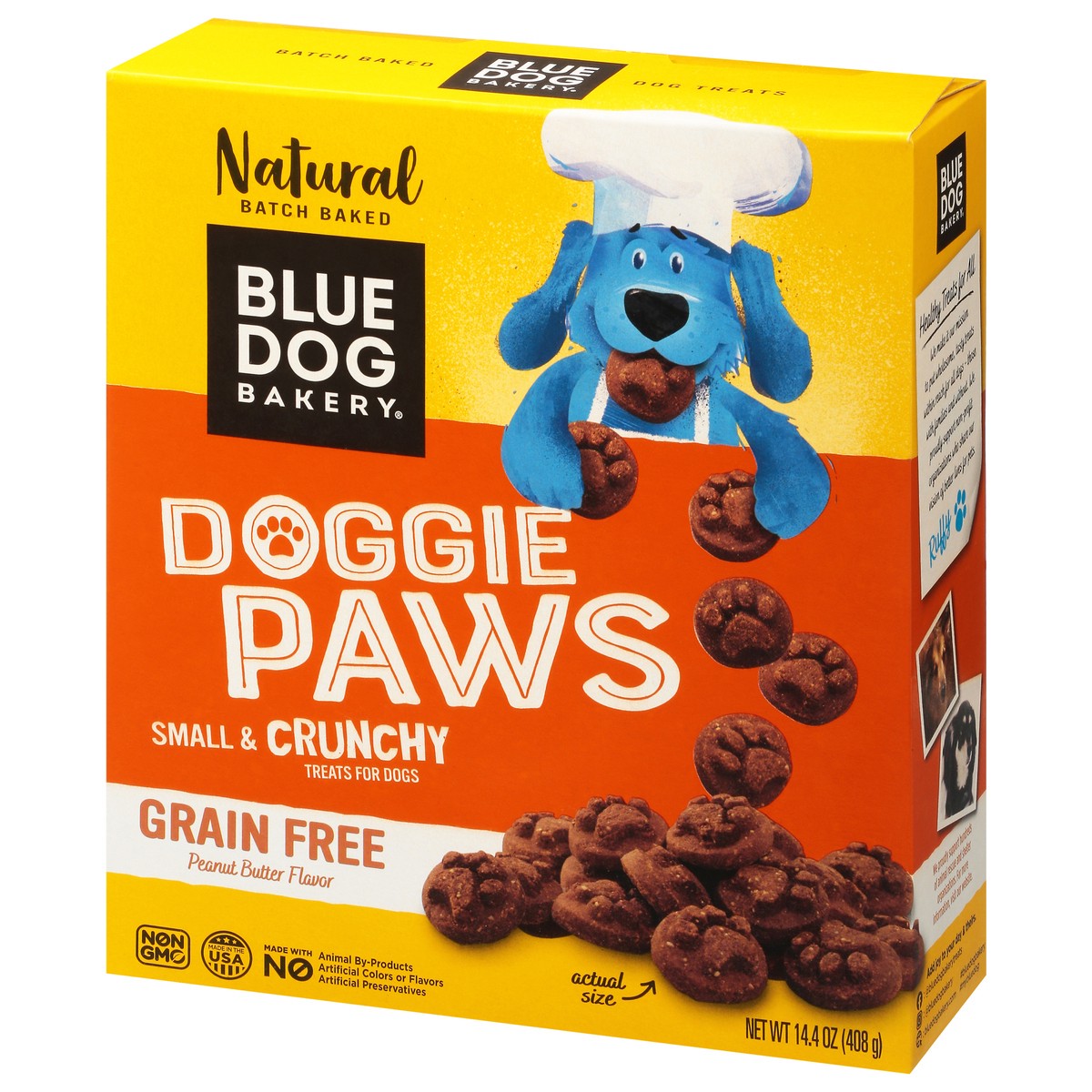 slide 10 of 15, Blue Dog Bakery Doggie Paws Small & Crunchy Grain Free Peanut Butter Flavor Treats for Dogs 14.4 oz, 16 oz