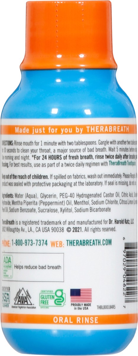 slide 8 of 9, TheraBreath Fresh Breath Mouthwash, Icy Mint, Alcohol-Free, Travel Size, 3 fl oz, 3 fl oz