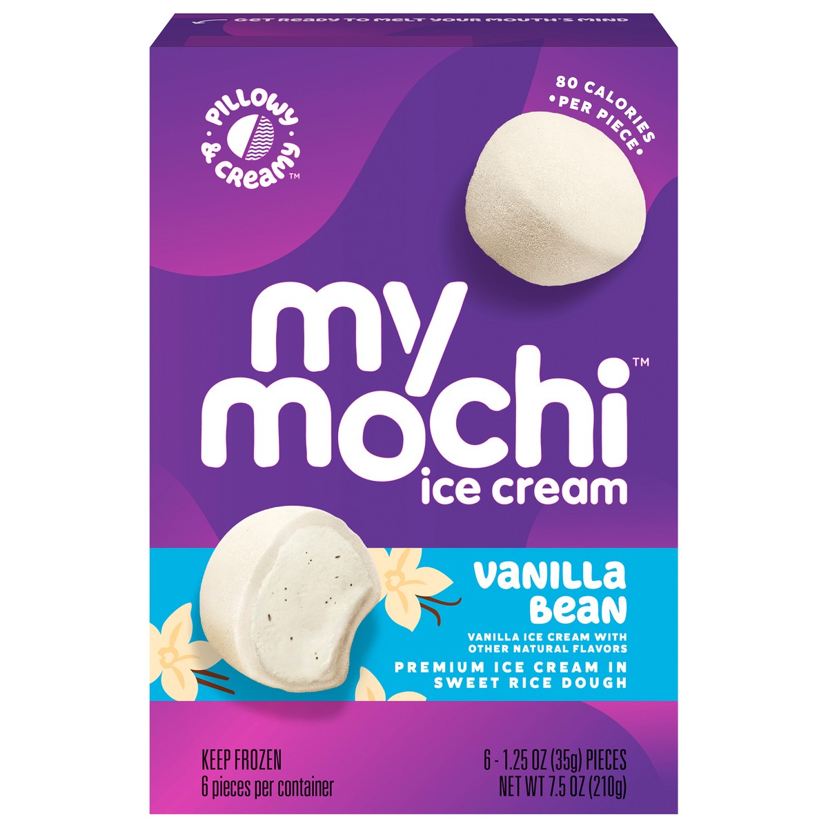 slide 1 of 9, My/Mochi Ice Cream Vanilla Bean, 6-Pack, 6 ct