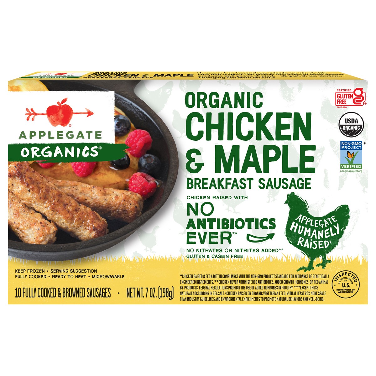 slide 1 of 9, Applegate Organics Chicken & Maple Breakfast Sausage, 10 ct; 7 oz