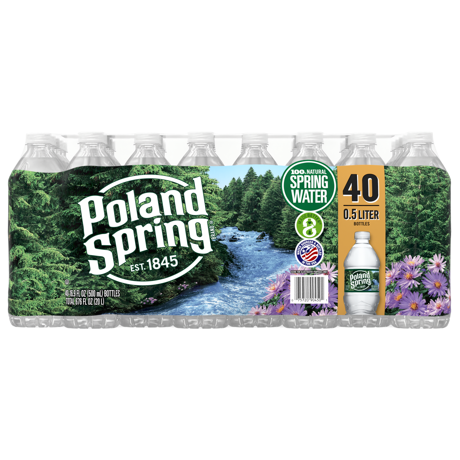 slide 4 of 4, POLAND SPRING Brand 100% Natural Spring Water, 16.9-ounce plastic bottles (Pack of 40), 16.9 fl oz