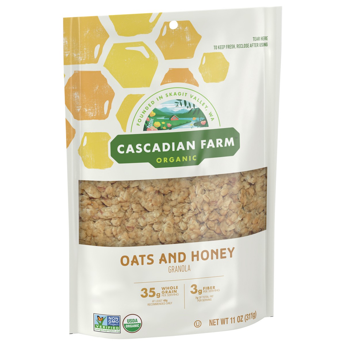 slide 10 of 14, Cascadian Farm Organic Granola, Oats and Honey Cereal, Resealable Pouch, 11 oz., 11 oz