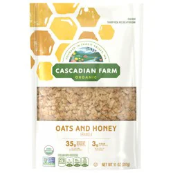 Cascadian Farm Organic Granola, Oats and Honey Cereal, Resealable Pouch, 11 oz.