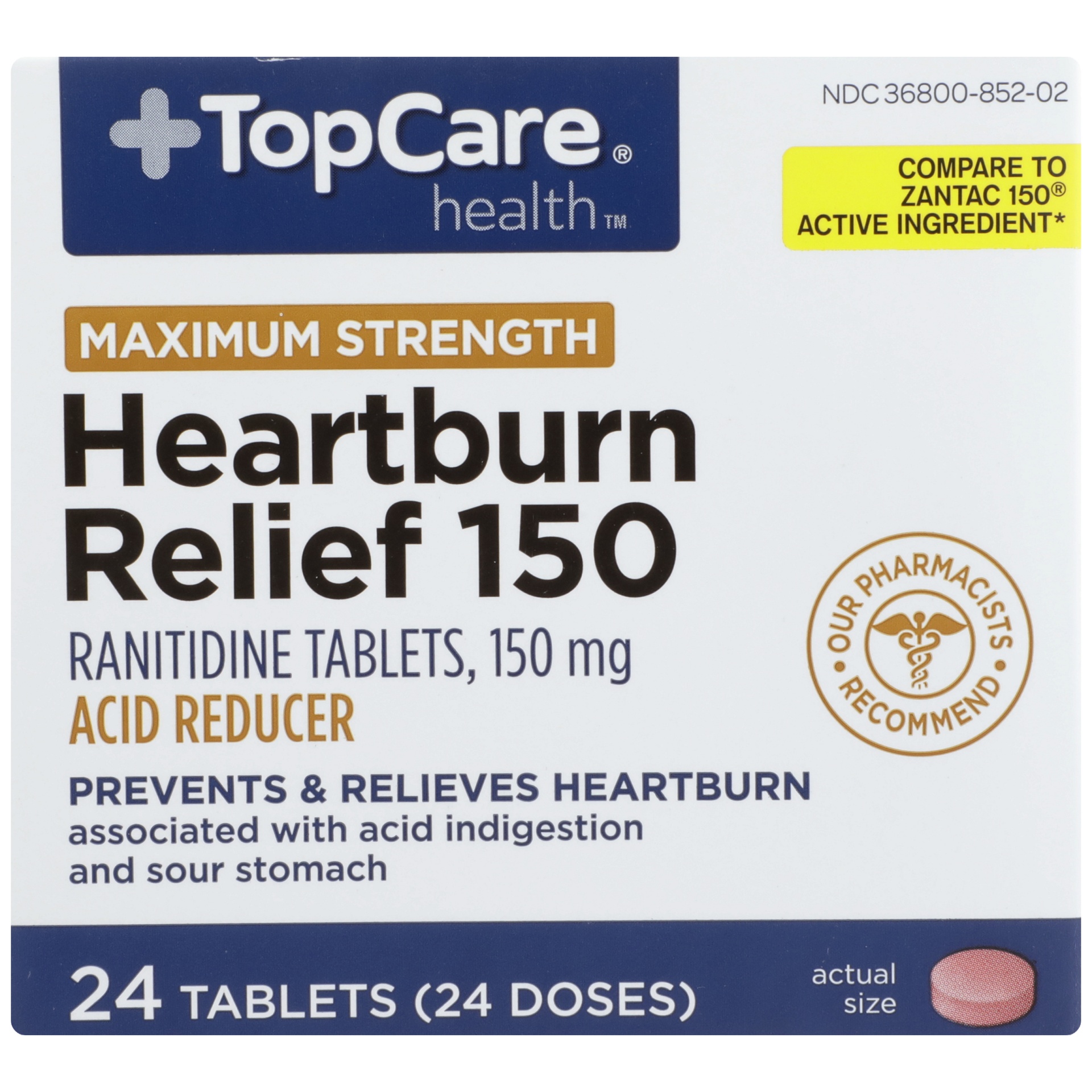 slide 1 of 6, TopCare Maximum Strength Heartburn Relief, 24 ct