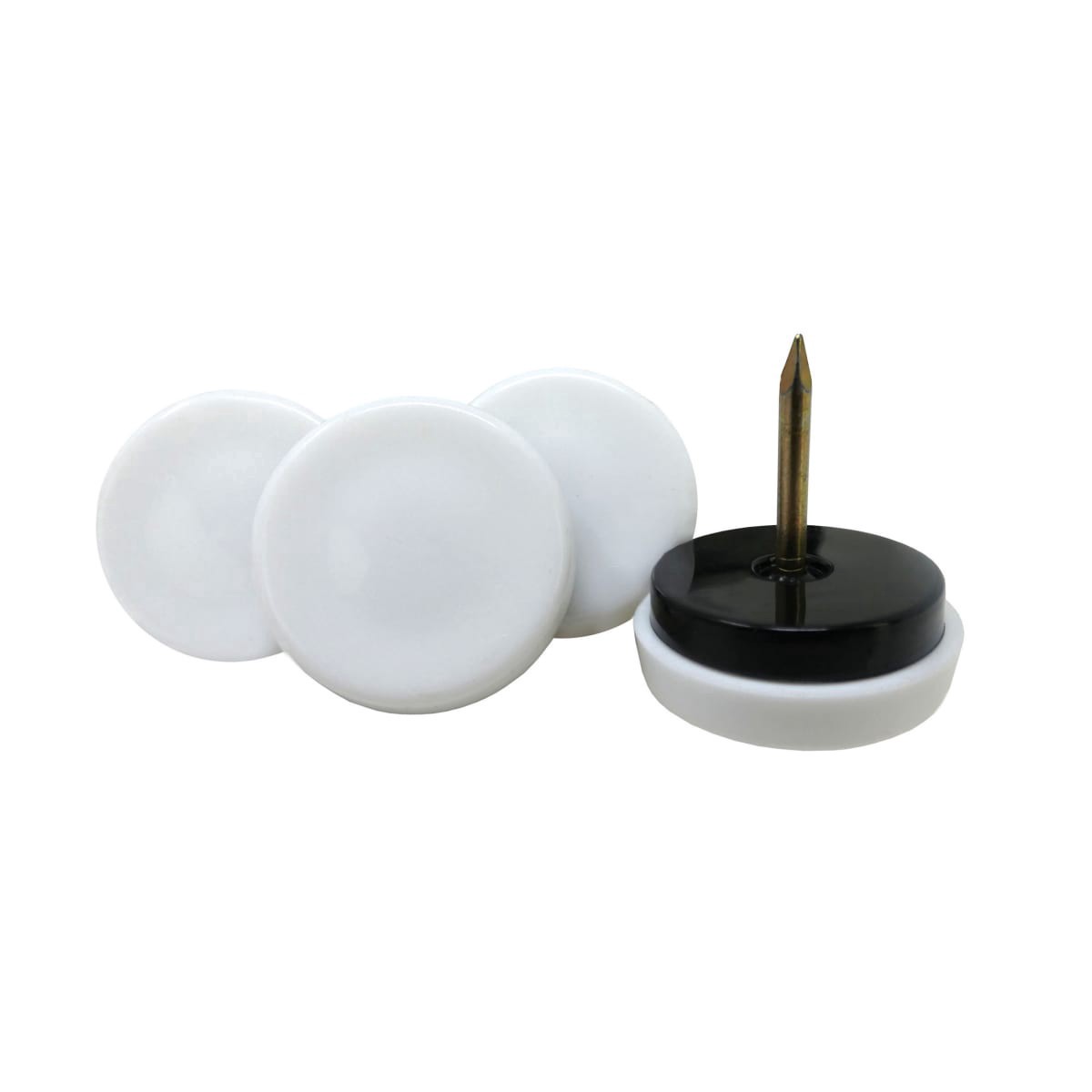 slide 1 of 29, SuperSliders 1 1/8" Round Nail-On Furniture Glides For Wooden Furniture, White, 8 ct