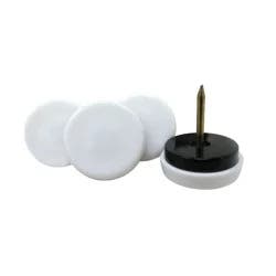 SuperSliders 1 1/8" Round Nail-On Furniture Glides For Wooden Furniture, White