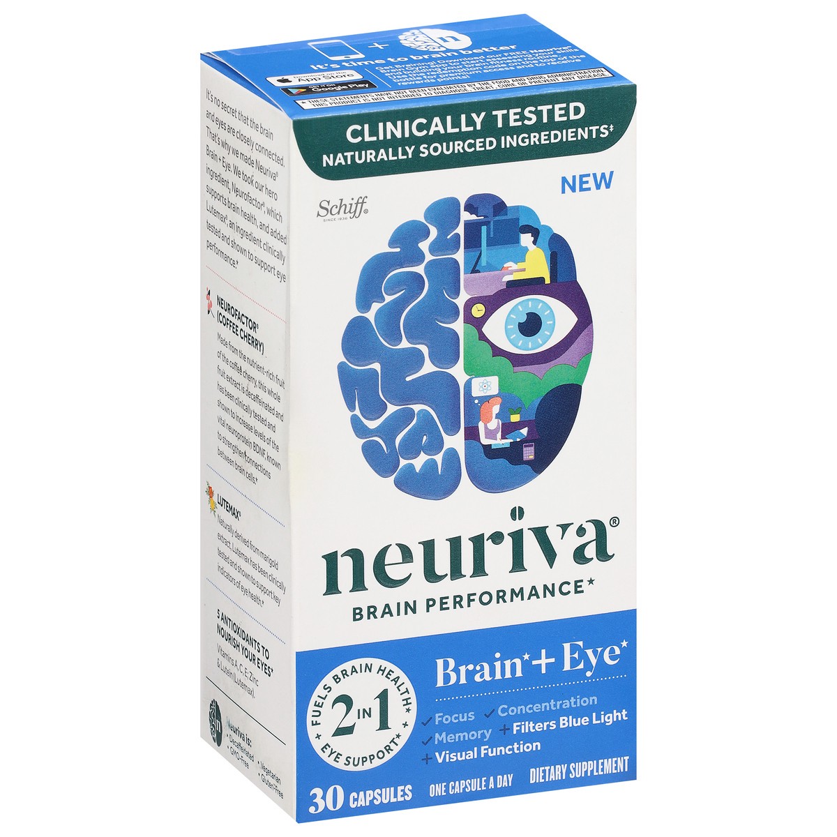 slide 7 of 9, Neuriva Brain + Eye Brain Performance 30 Capsules, 30 ct