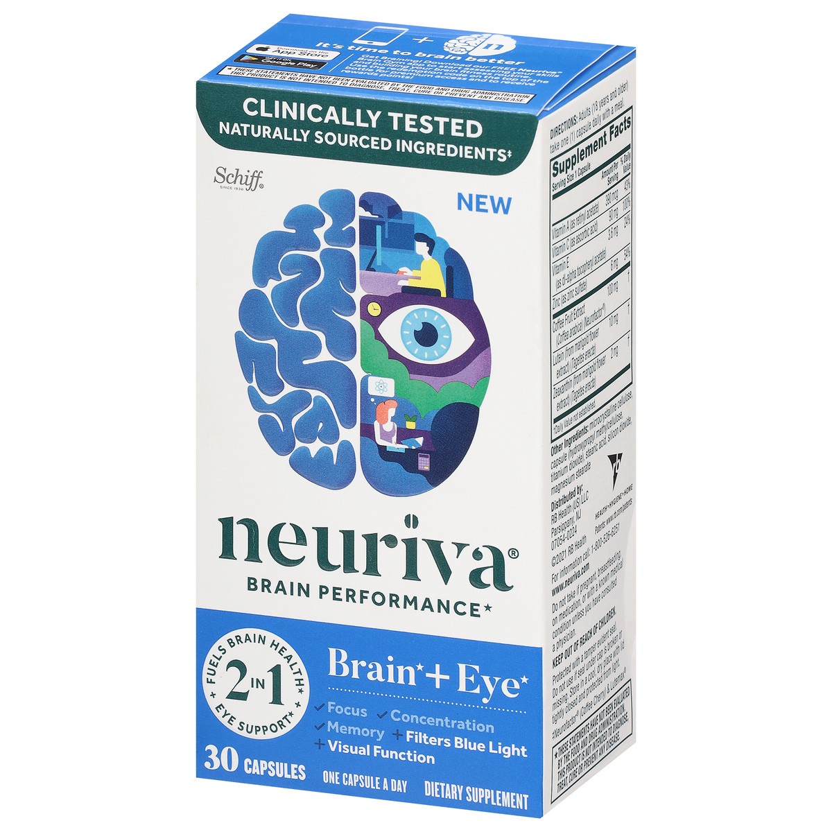 slide 4 of 9, Neuriva Brain + Eye Brain Performance 30 Capsules, 30 ct