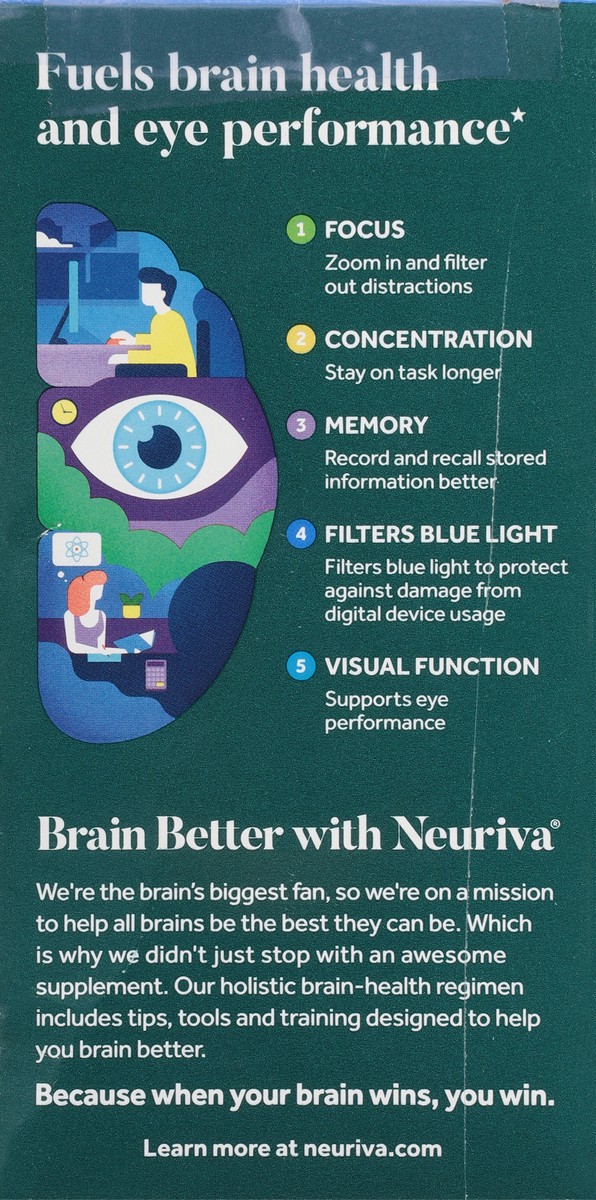 slide 6 of 9, Neuriva Brain + Eye Brain Performance 30 Capsules, 30 ct