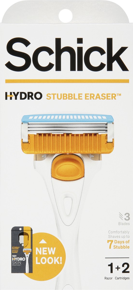 slide 1 of 11, Schick Hydro Stubble Eraser 3 Blades Razor 1 ea, 2 ct