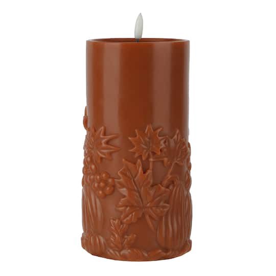 slide 1 of 2, 8" Fall Leaf Led Pillar Candle By Ashland, 4 in x 4 in x 8 in