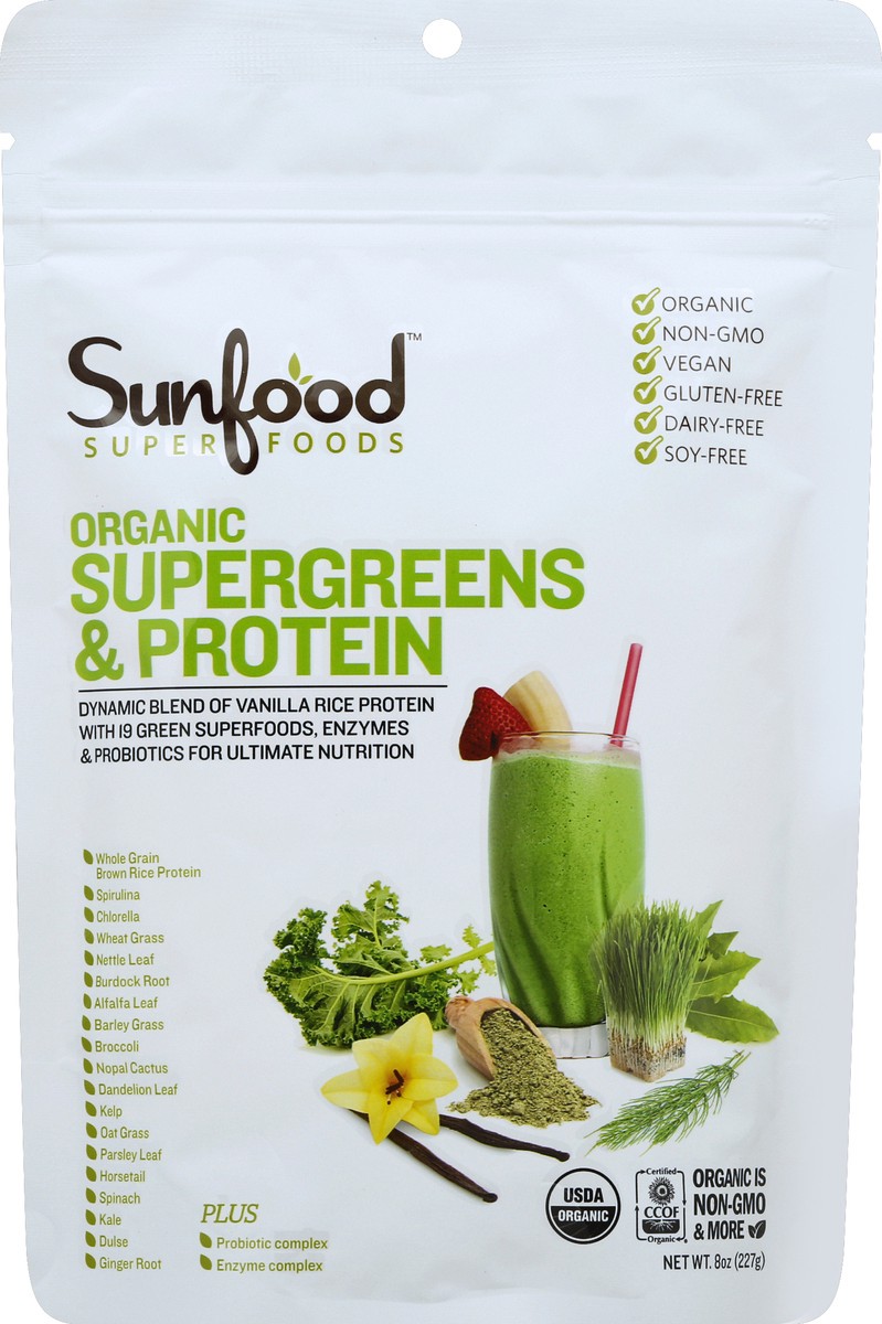 slide 2 of 3, SunFood Superfoods Supergreens & Protein 8 oz, 8 oz