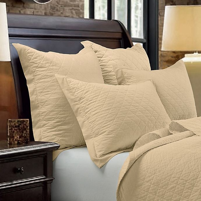 slide 2 of 3, HiEnd Accents Diamond Linen Standard Pillow Sham - Khaki, 1 ct