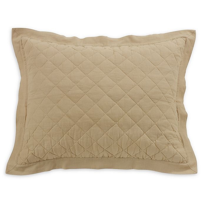 slide 1 of 3, HiEnd Accents Diamond Linen Standard Pillow Sham - Khaki, 1 ct