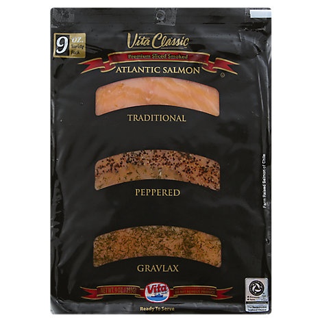 slide 1 of 1, Vita Salmon Atlantic Premium Sliced Smoked Variety Pack, 9 oz