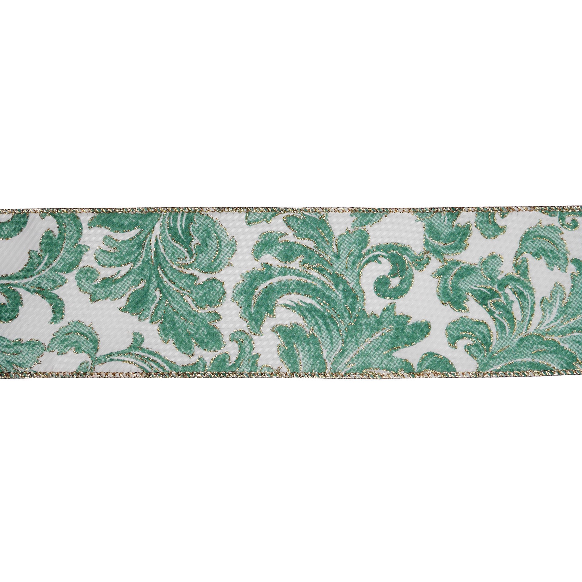 slide 2 of 3, 2.5" X 20ft. Sage Damask Wired Ribbon By Celebrate It, 2.5 in x 20 ft