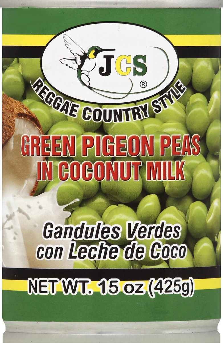 slide 1 of 1, JCS Green Pigeon Peas in Coconut Milk, 15 oz
