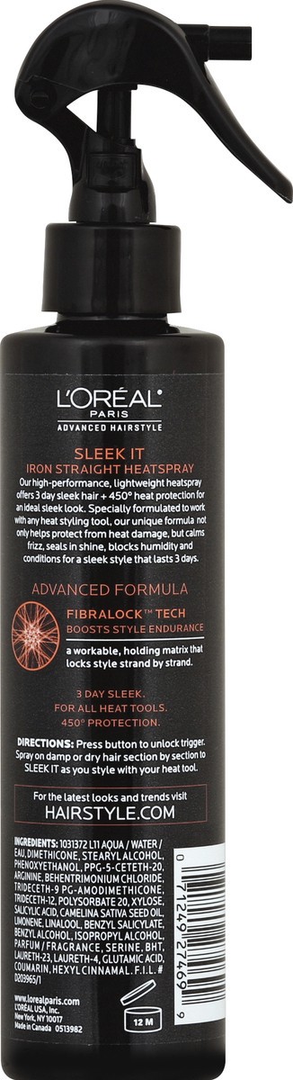 slide 6 of 6, L'Oréal L'Oreal Paris Advanced Hairstyle Sleek It Iron Straight Heatspray, 5.7 oz
