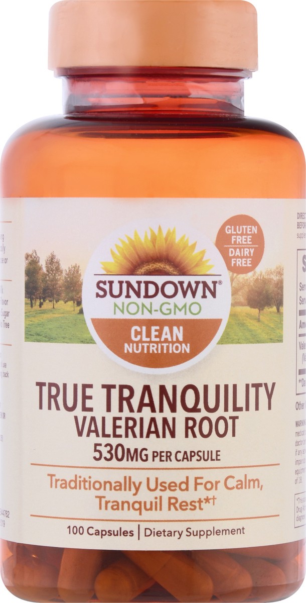 slide 8 of 9, Sundown Non-GMO 530 mg Capsules True Tranquility Valerian Root 100 ea, 100 ct