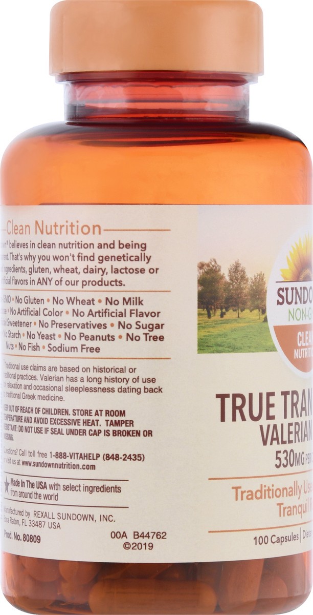 slide 9 of 9, Sundown Non-GMO 530 mg Capsules True Tranquility Valerian Root 100 ea, 100 ct