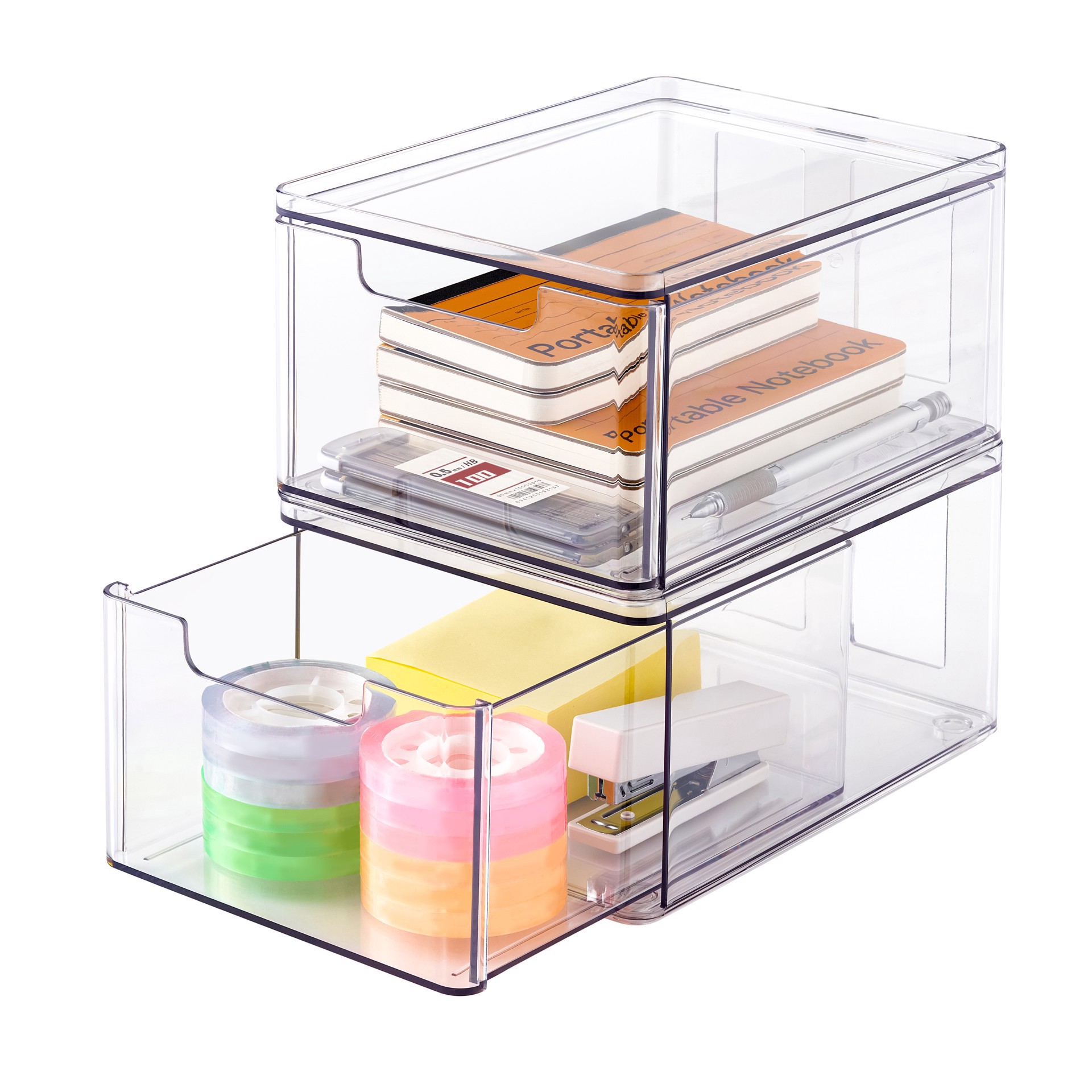 slide 7 of 8, Clear Stackable Storage Drawer By Simply Tidy, 6 in x 8 in x 4 in