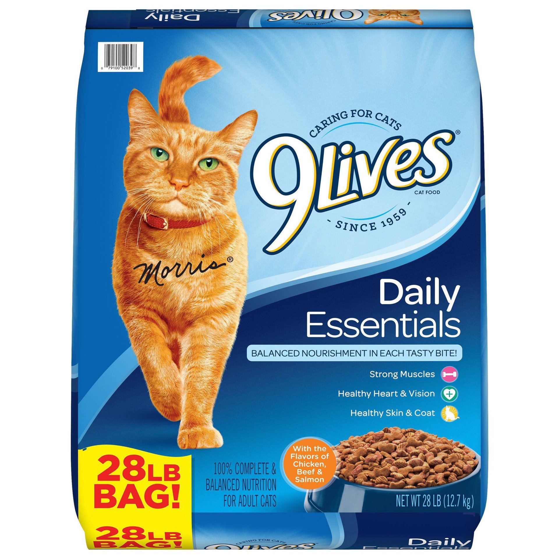 slide 1 of 3, 9Lives Daily Essentials Dry Cat Food, Chicken Beef Salmon, 28 lb