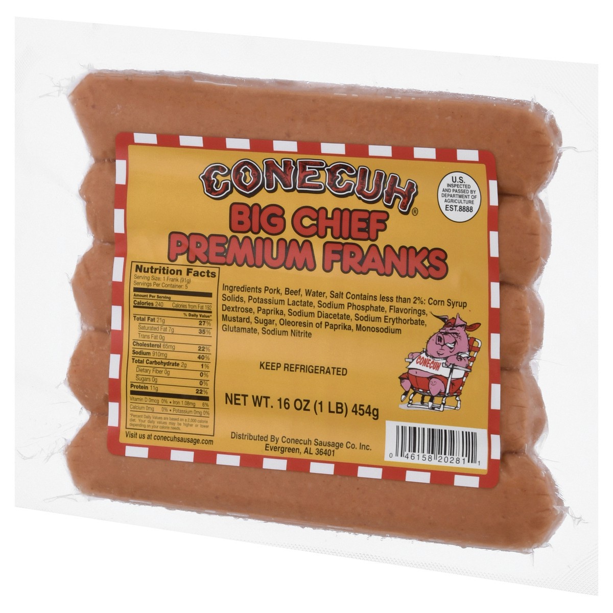 slide 3 of 13, Conecuh Big Chief Premium Franks, 16 oz