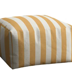 ROOM & RETREAT Rr 20x12 Polyester Pouf Yellow Stripe